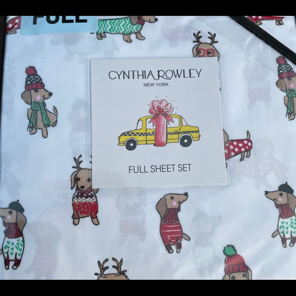 New Winter Rowley Daushaund Dog Full Sheet Set - Picture 1 of 2